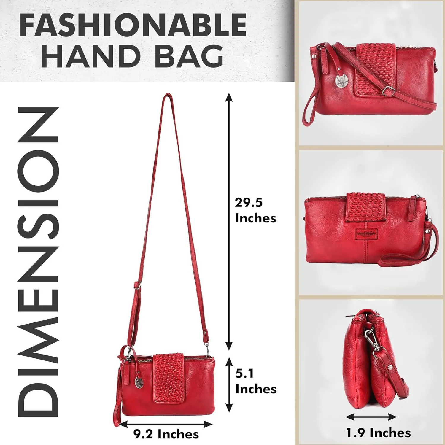 Genuine Leather Crossbody Sling Bag for Women - Trendy Casual Office Bag with Adjustable Strap