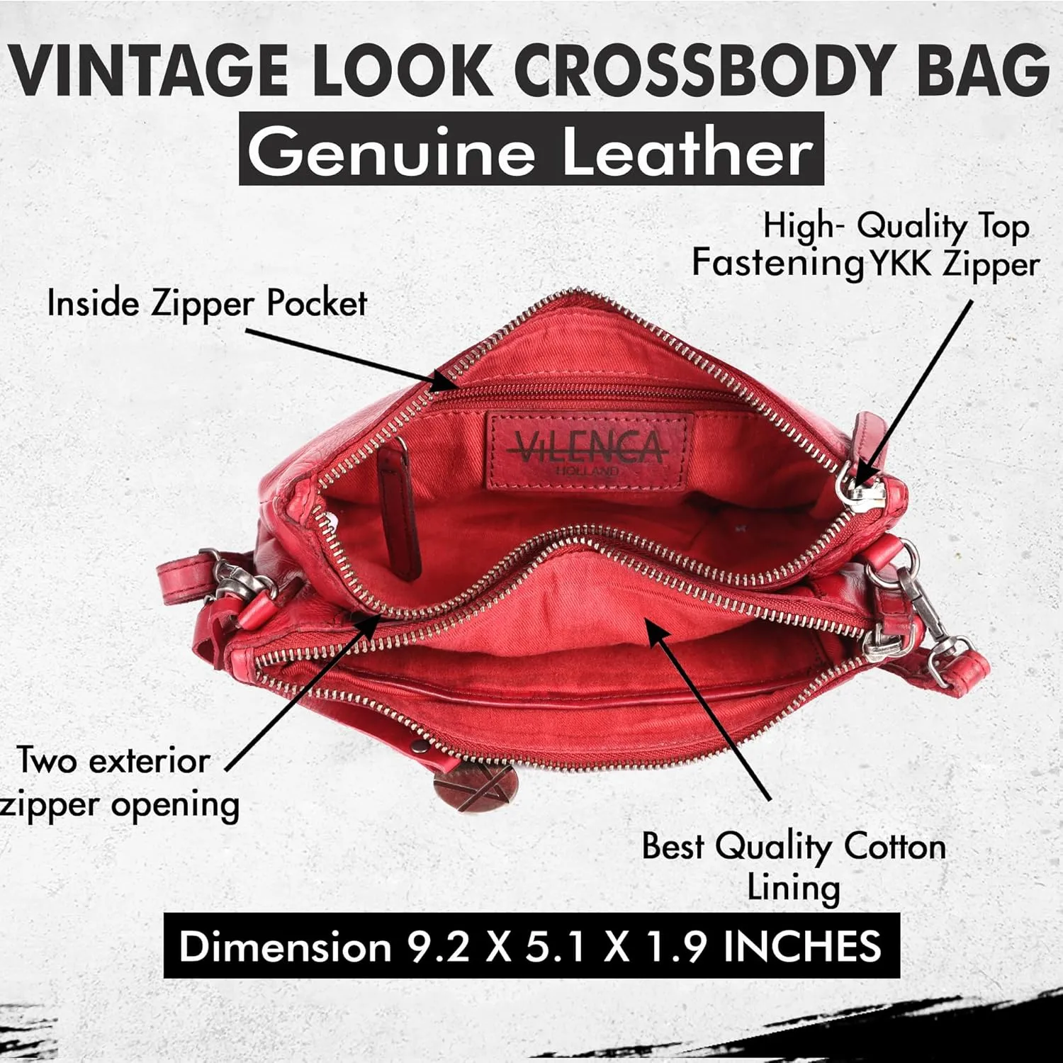 Genuine Leather Crossbody Sling Bag for Women - Trendy Casual Office Bag with Adjustable Strap