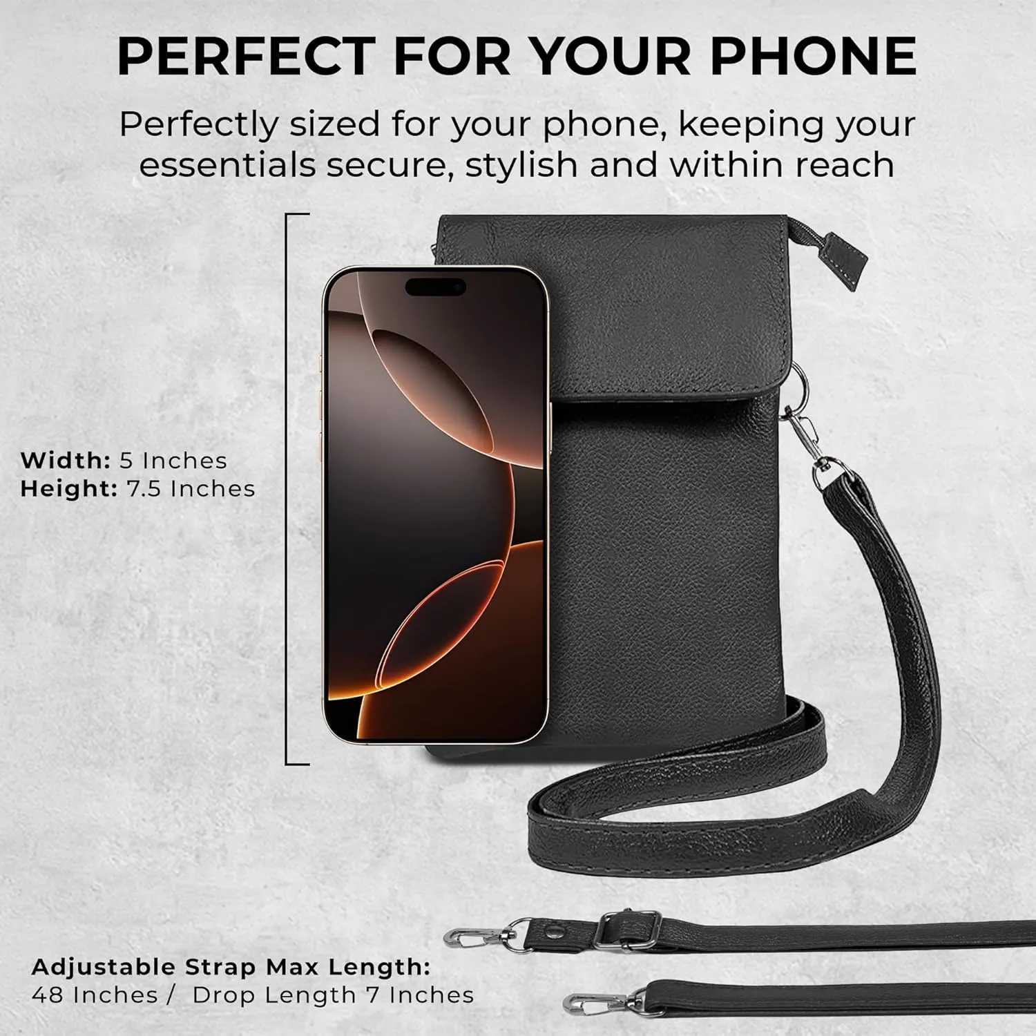 Genuine Leather Small Crossbody Phone Purse for women – Lightweight, Stylish,Durable and Spacious with Adjustable Strap