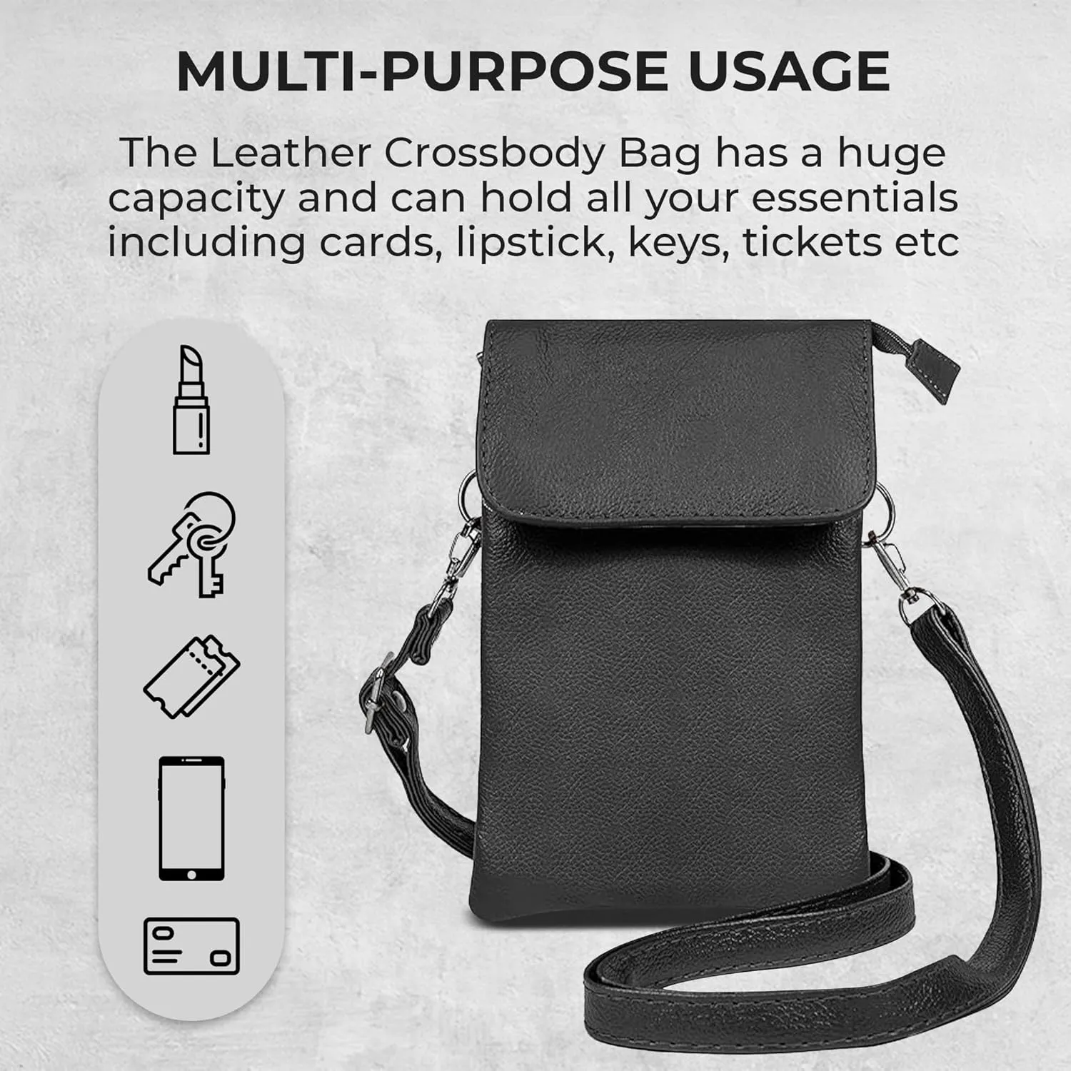 Genuine Leather Small Crossbody Phone Purse for women – Lightweight, Stylish,Durable and Spacious with Adjustable Strap