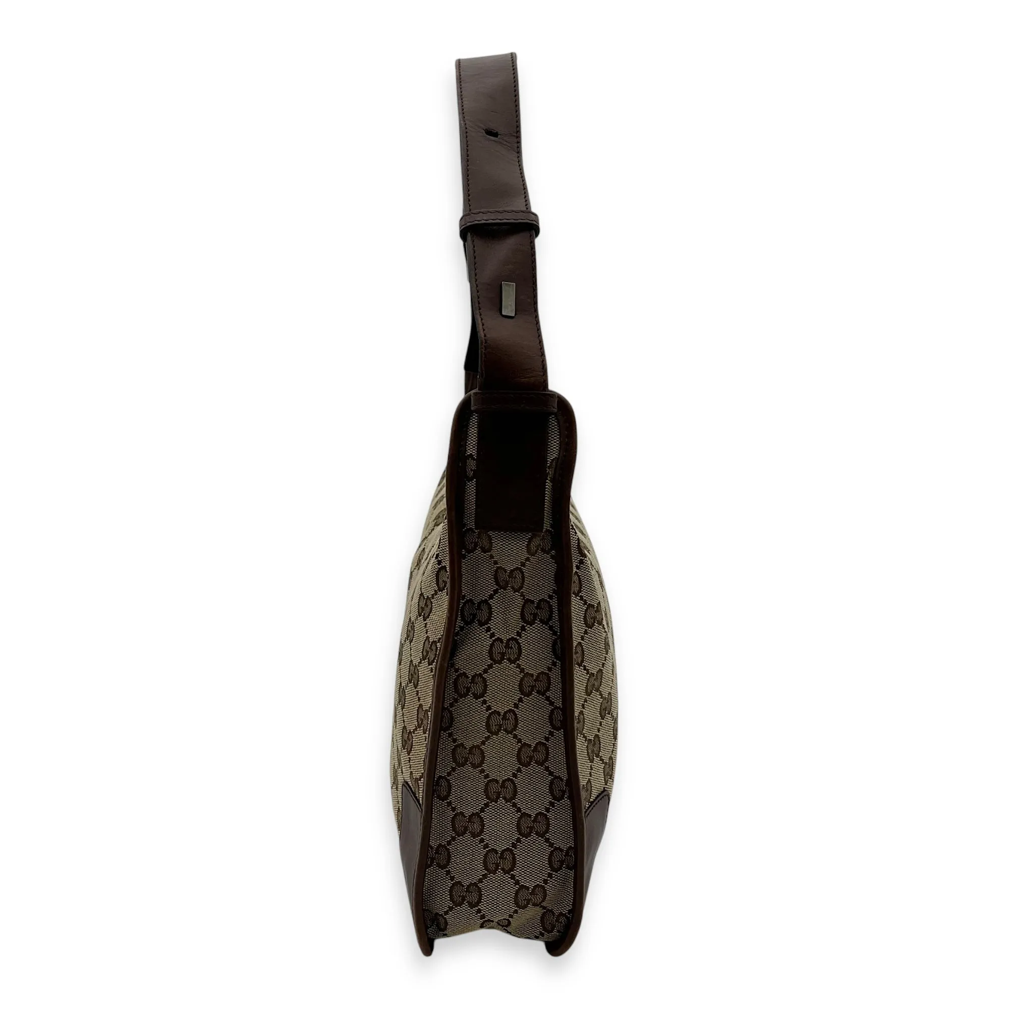 GG Shoulder Bag Brown in Canvas, Silver hardware