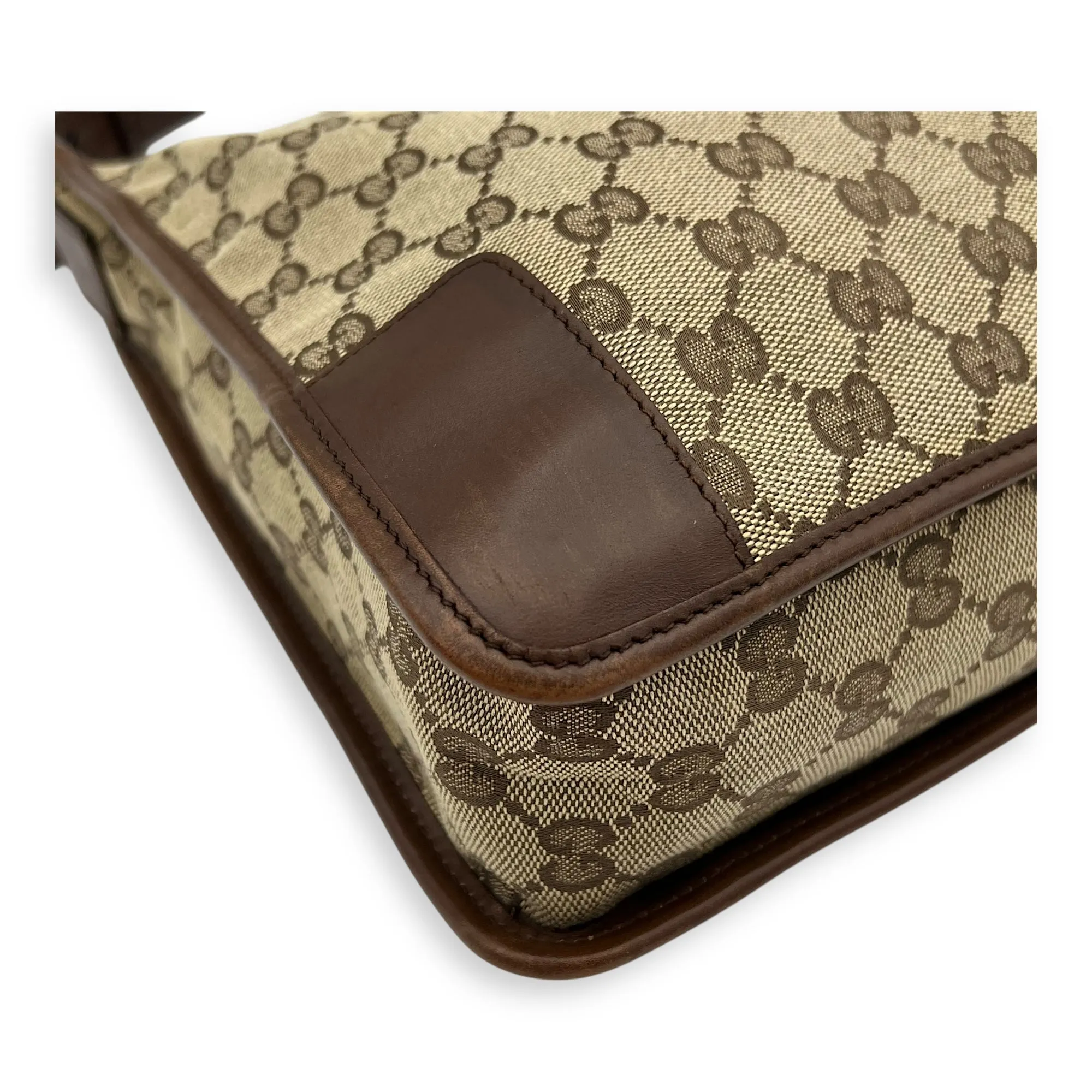 GG Shoulder Bag Brown in Canvas, Silver hardware