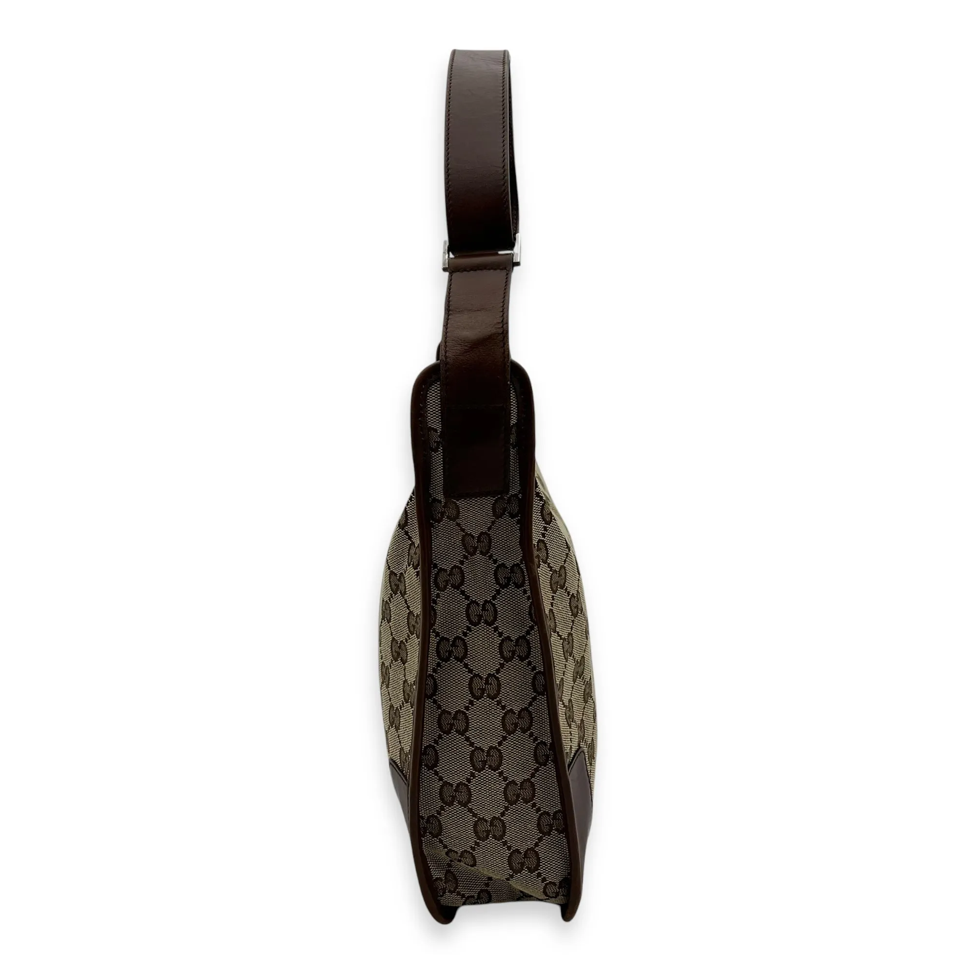 GG Shoulder Bag Brown in Canvas, Silver hardware
