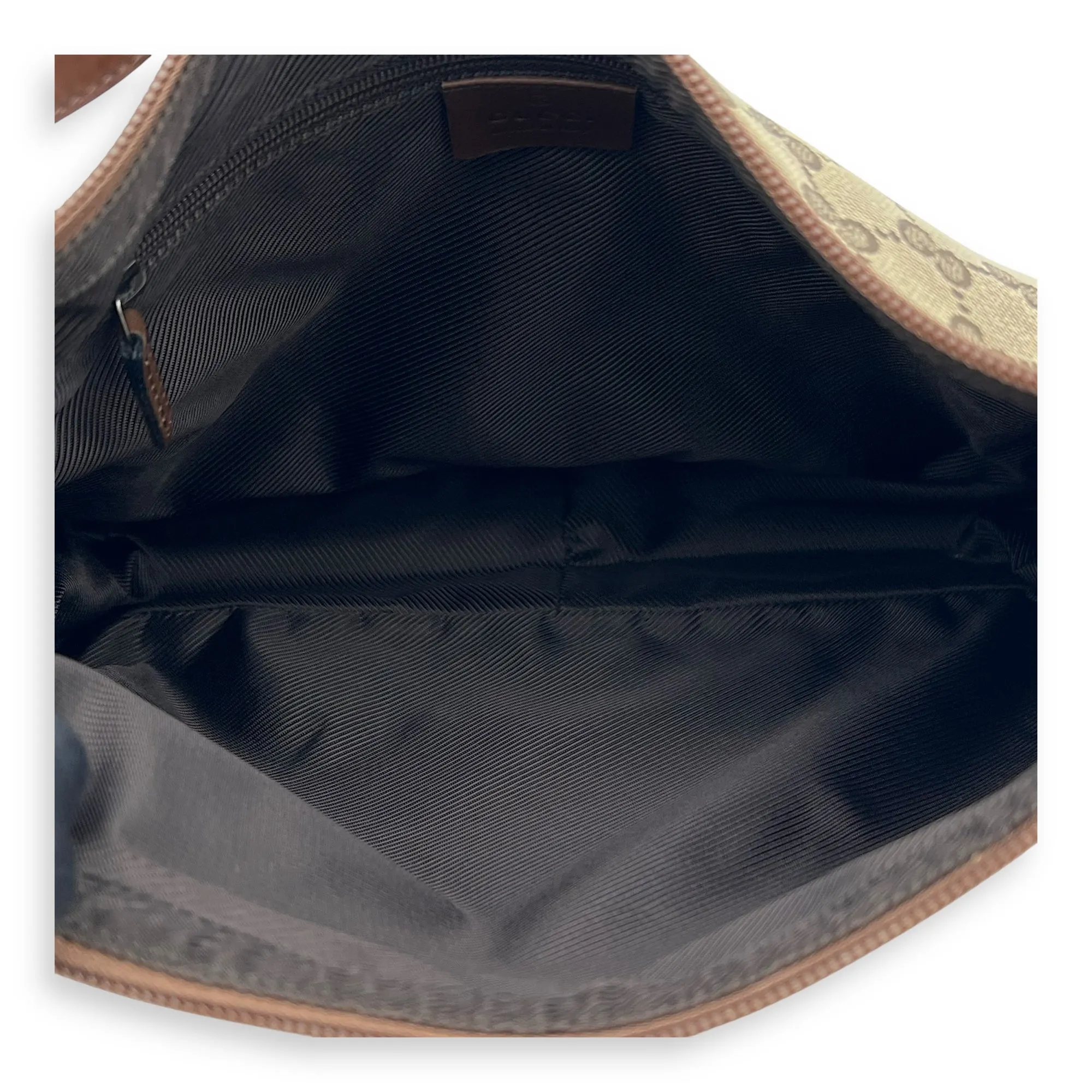 GG Shoulder Bag Brown in Canvas, Silver hardware