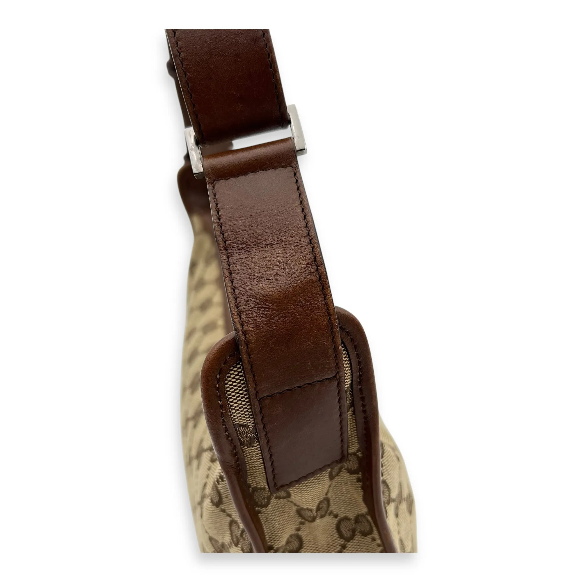 GG Shoulder Bag Brown in Canvas, Silver hardware