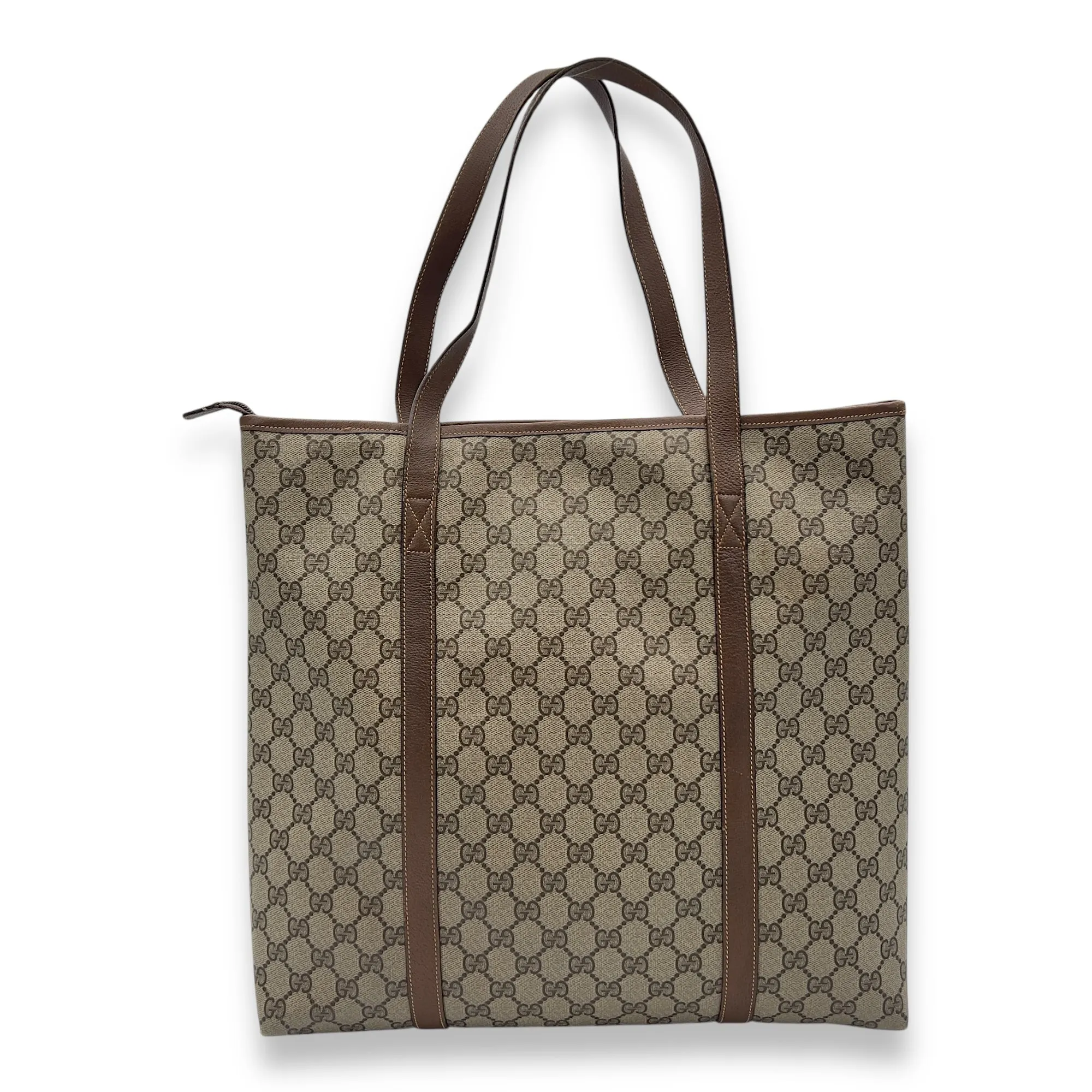 GG Tote Bag Grey in Coated Canvas, Silver hardware