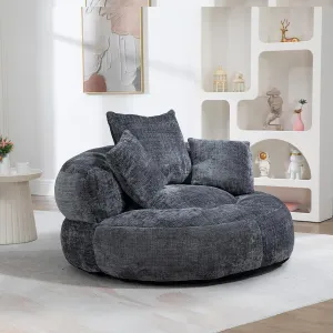 Giant Bean Bag Chair with Foam Filler, Oversized Bean Bag Couch for Adults Teens, Comfy Floor Sofa Chair with 3 Pillows, Lazy Beanbag Lounger for Living Room, Bedroom, Game Room, Dorm, Gray
