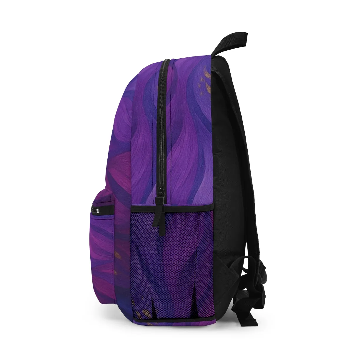 Gilded Amethyst – Abstract Wave Backpack in Vibrant Color Variants