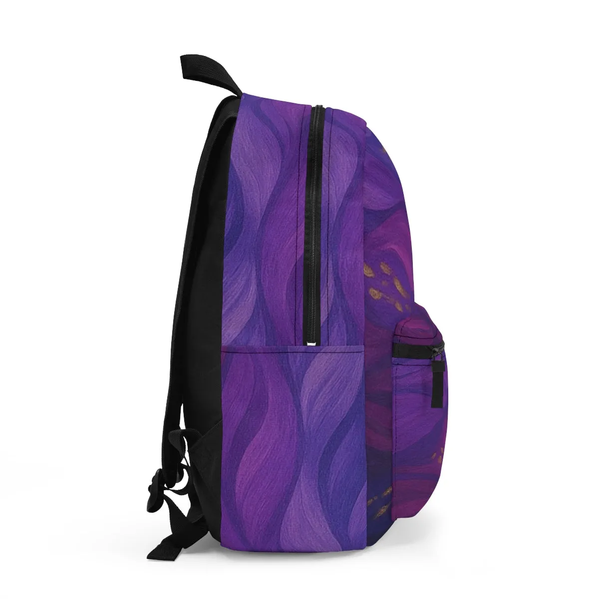 Gilded Amethyst – Abstract Wave Backpack in Vibrant Color Variants