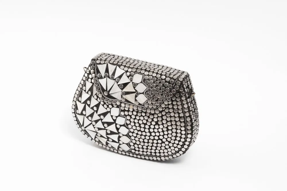 Gilded Silver Chain Gem Clutch