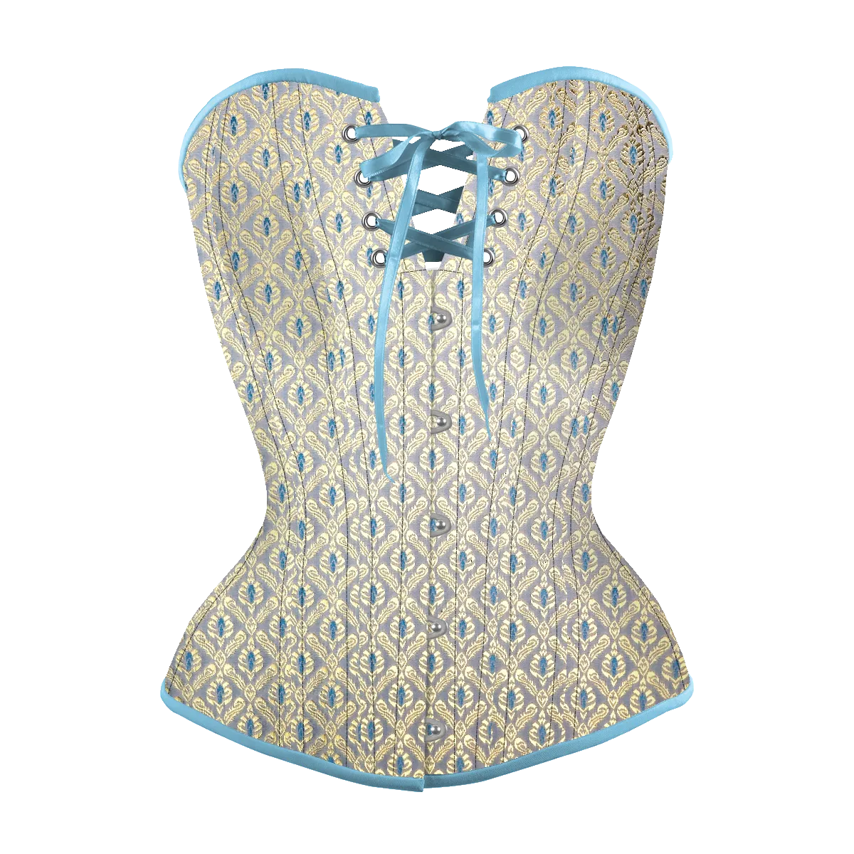 Gilded Versailles in Blue Overbust Corset, New Hourglass Silhouette