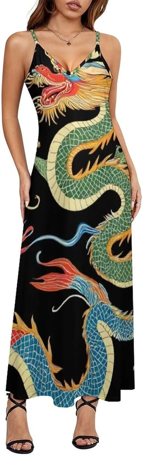 Girl's Sexy Long Sleeveless Dress Summer Full Slip Camisole V Neck Under Dress