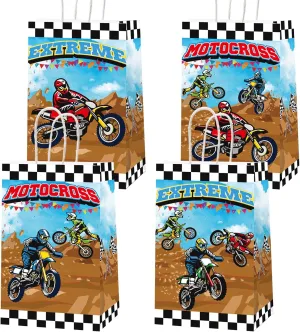 gisgfim 16pcs Dirt Bike Party Gift Treat Bag Dirt Bike Theme Party Decorations Candy Goodie Favor Bags with Handle Dirt Bike Birthday Party Baby Shower Supplies for Boys