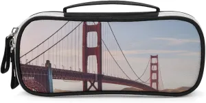 Golden Gate Bridge Leather Makeup Bag Portable Small Cosmetic Organizer Waterproof Toiletry Bags Brushes Pencils And Travel Make Up Accessories
