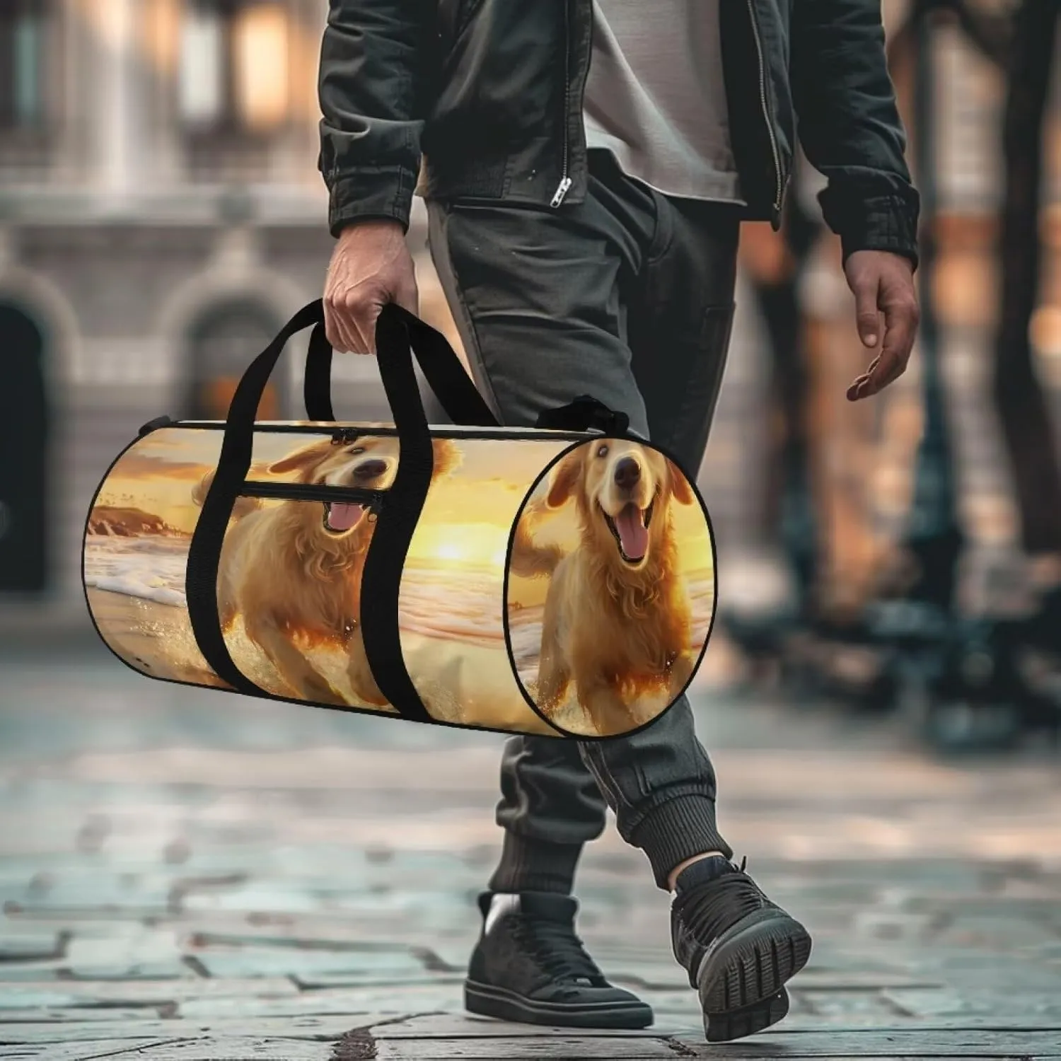 Golden Retriever Gym Bags for Men Women, Foldable Travel Duffle Bag, Lightweight Weekender Duffel Bag Water Resistant Workout Duffle Sports Bag for Travel Yoga
