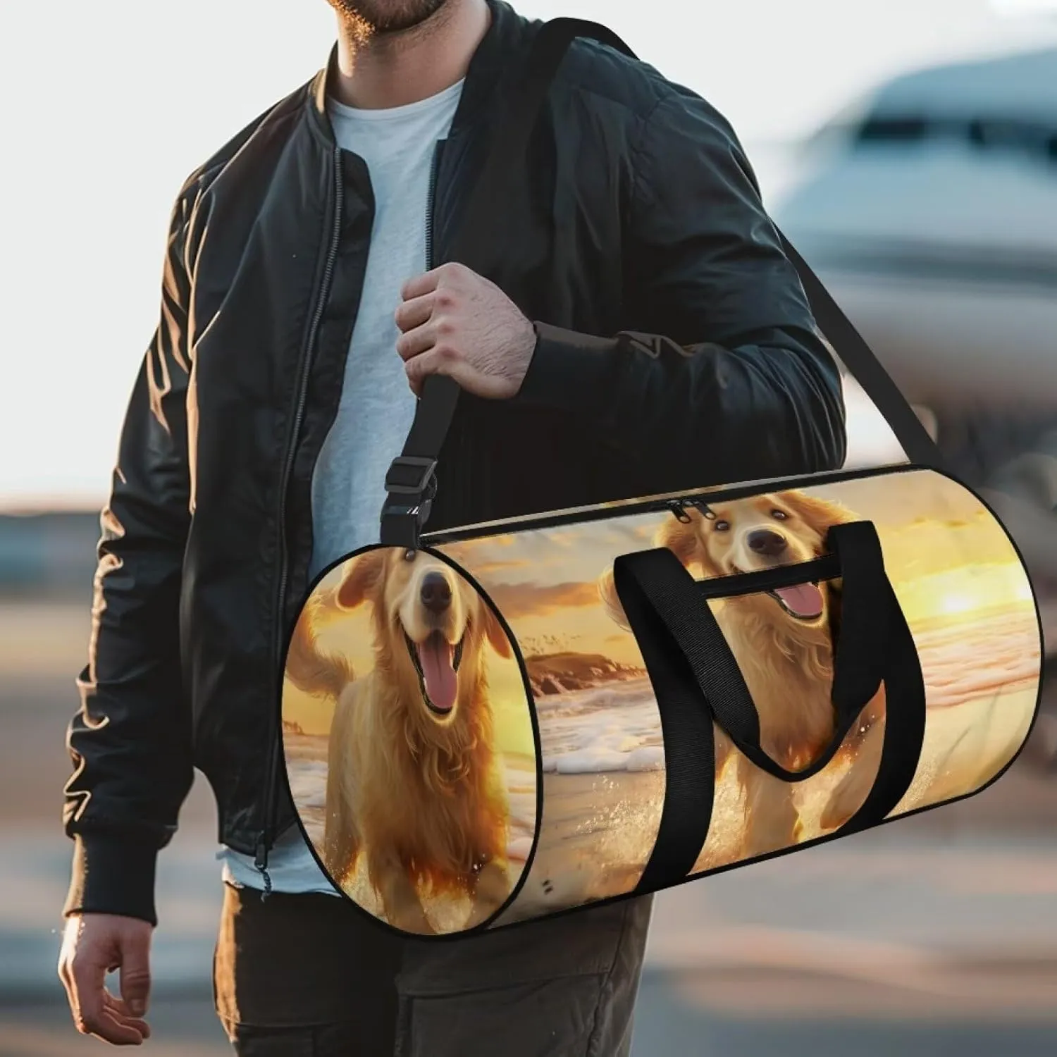 Golden Retriever Gym Bags for Men Women, Foldable Travel Duffle Bag, Lightweight Weekender Duffel Bag Water Resistant Workout Duffle Sports Bag for Travel Yoga