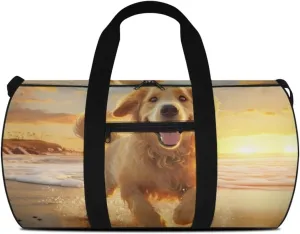 Golden Retriever Gym Bags for Men Women, Foldable Travel Duffle Bag, Lightweight Weekender Duffel Bag Water Resistant Workout Duffle Sports Bag for Travel Yoga