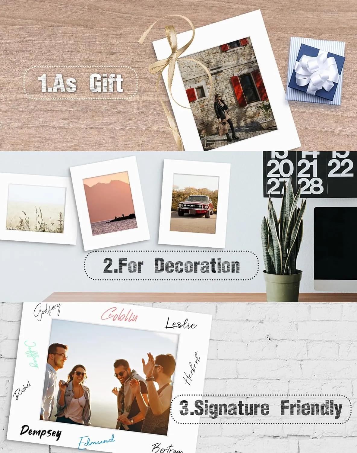 Golden State Art, 10 Pack 11x14 Slip-in Photo Mats Kits for 8x10 Photos, Pre-Pasted Backing Boards, Acid-Free, 8-Ply Thick Cardboard Frames, with Clear Storage Bags (White)