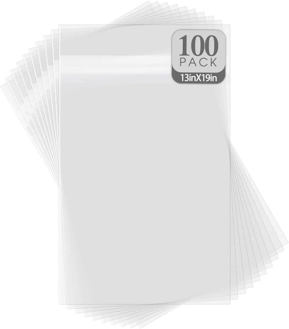 Golden State Art, 100 Pack Clear Bags for Mats, Pictures, Acid-Free, 13-7/16" x 19-1/4"