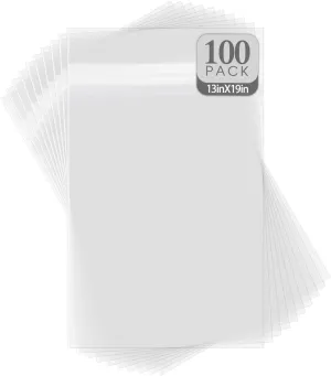 Golden State Art, 100 Pack Clear Bags for Mats, Pictures, Acid-Free, 13-7/16" x 19-1/4"