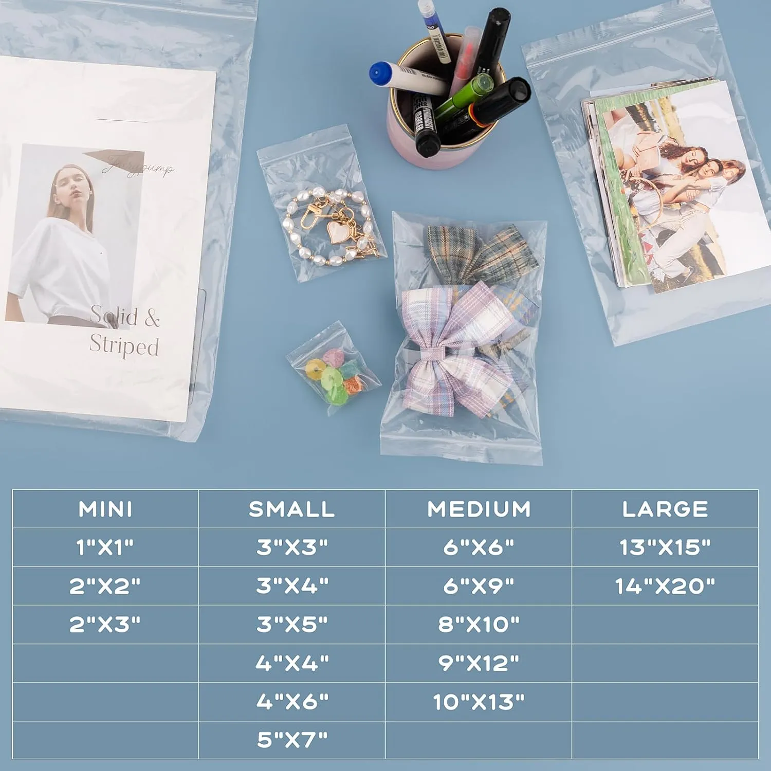 Golden State Art, 14 x 20 inch Large Clear Plastic Zip Bags, 3 Gallon Reclosable Zip Bags for Household, Clothes, T-shirts Packing|100 Pack