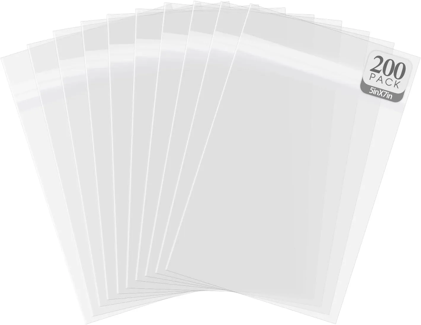 Golden State Art, 5"x 7" Acid-Free Crystal Clear Sleeves Storage Bags for Photo Prints (Bag Size: 5 1/4 x 7 1/8 inches|200Pack)