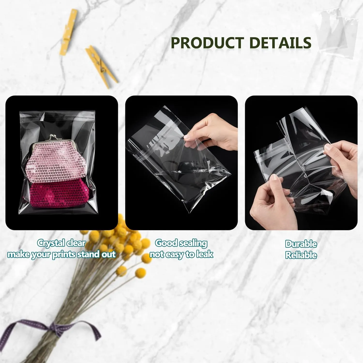 Golden State Art, 5"x 7" Acid-Free Crystal Clear Sleeves Storage Bags for Photo Prints (Bag Size: 5 1/4 x 7 1/8 inches|200Pack)