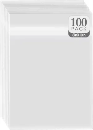 Golden State Art, Acid-Free Crystal Clear Sleeves Storage Bags for Photo Framing Mats Mattes (8 3/8 x 10 1/8 inches Bags for 8x10 Mats, 100 Pack)