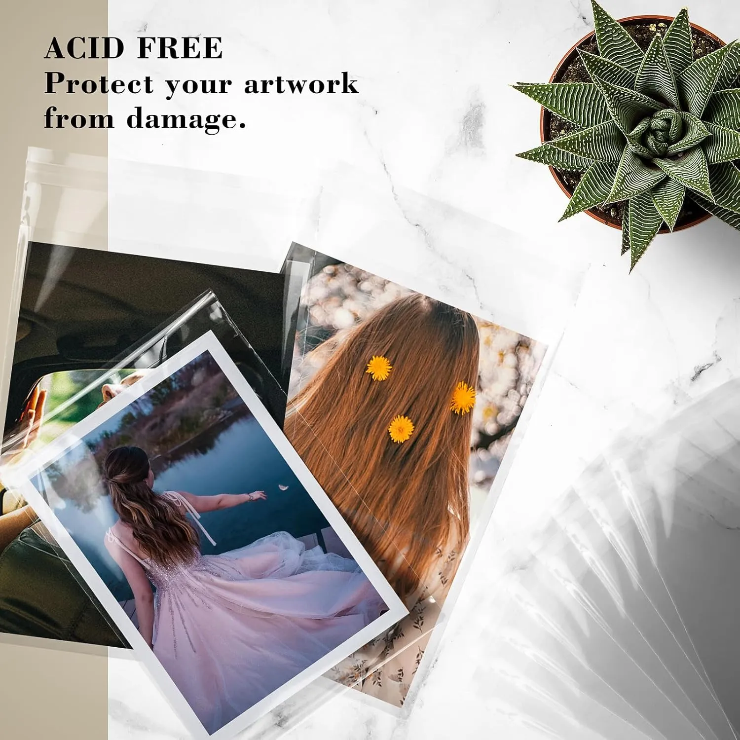 Golden State Art, Pack of 100 16 3/8 x 20 1/8 Crystal Clear Storage Sleeves, Acid-Free Resealable Bags for 16x20 Photo Mats, Art Prints, Posters