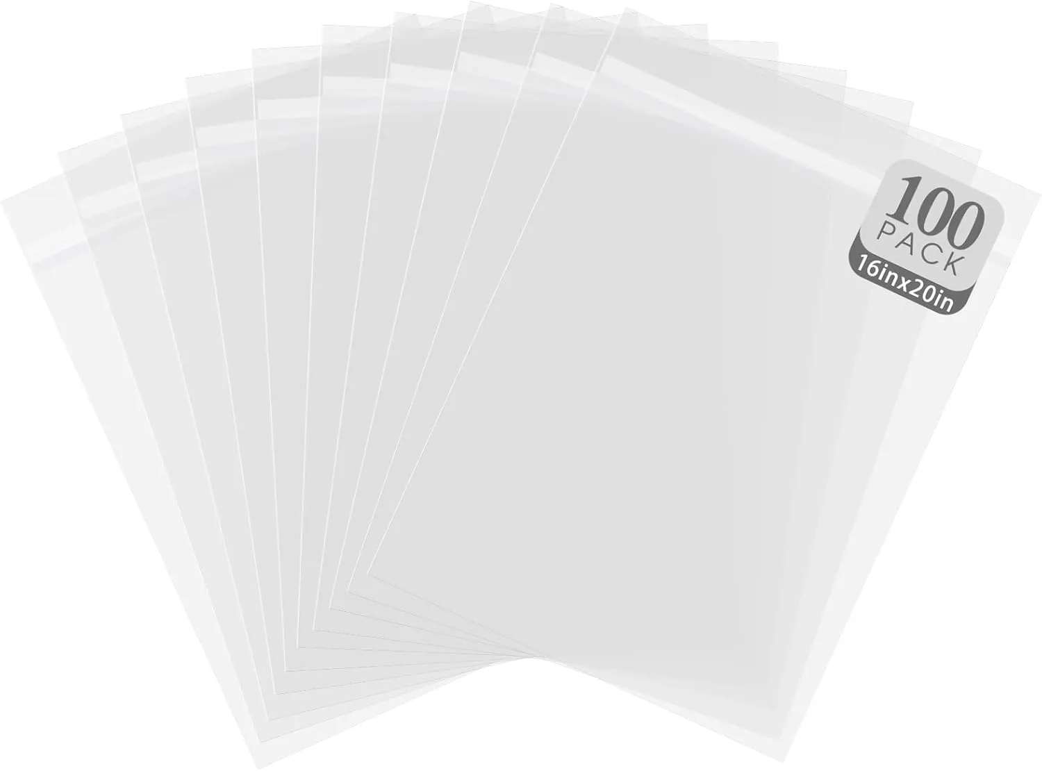 Golden State Art, Pack of 100 16 3/8 x 20 1/8 Crystal Clear Storage Sleeves, Acid-Free Resealable Bags for 16x20 Photo Mats, Art Prints, Posters