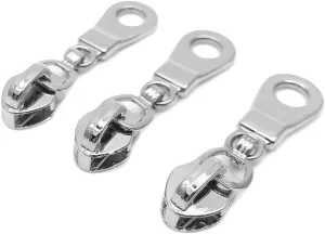 Goyunwell #5 Nylon Coil Zipper Pull Bulk 50pcs Metal Durable Zipper Slider Head for Purse Bagpack Craft Making Easy Replacement Silver