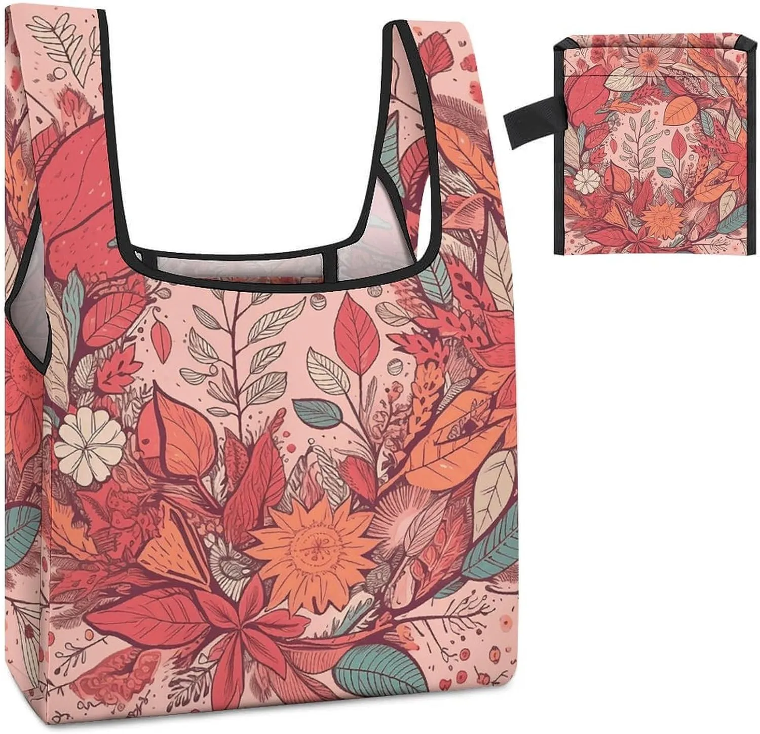 Grocery Bag Reusable Tote Bag Foldable Bluebird And Flowers Shopping Bag Handbag Washable Shoulder Bag for Travel