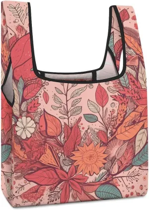 Grocery Bag Reusable Tote Bag Foldable Bluebird And Flowers Shopping Bag Handbag Washable Shoulder Bag for Travel