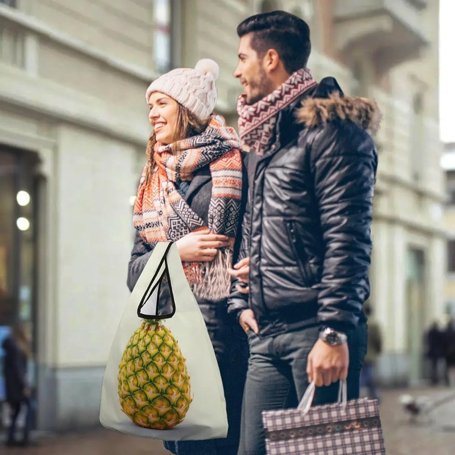 Grocery Bag Reusable Tote Bag Foldable Handmade Red Love Heart Shopping Bag Handbag Washable Shoulder Bag for Travel