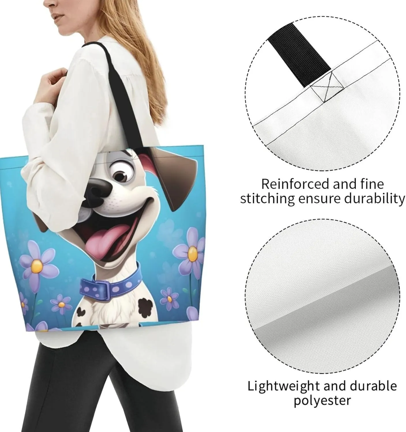 Grocery Bag Reusable Tote Bag Foldable Sunset Ocean Beach Shopping Bag Handbag Washable Shoulder Bag for Travel