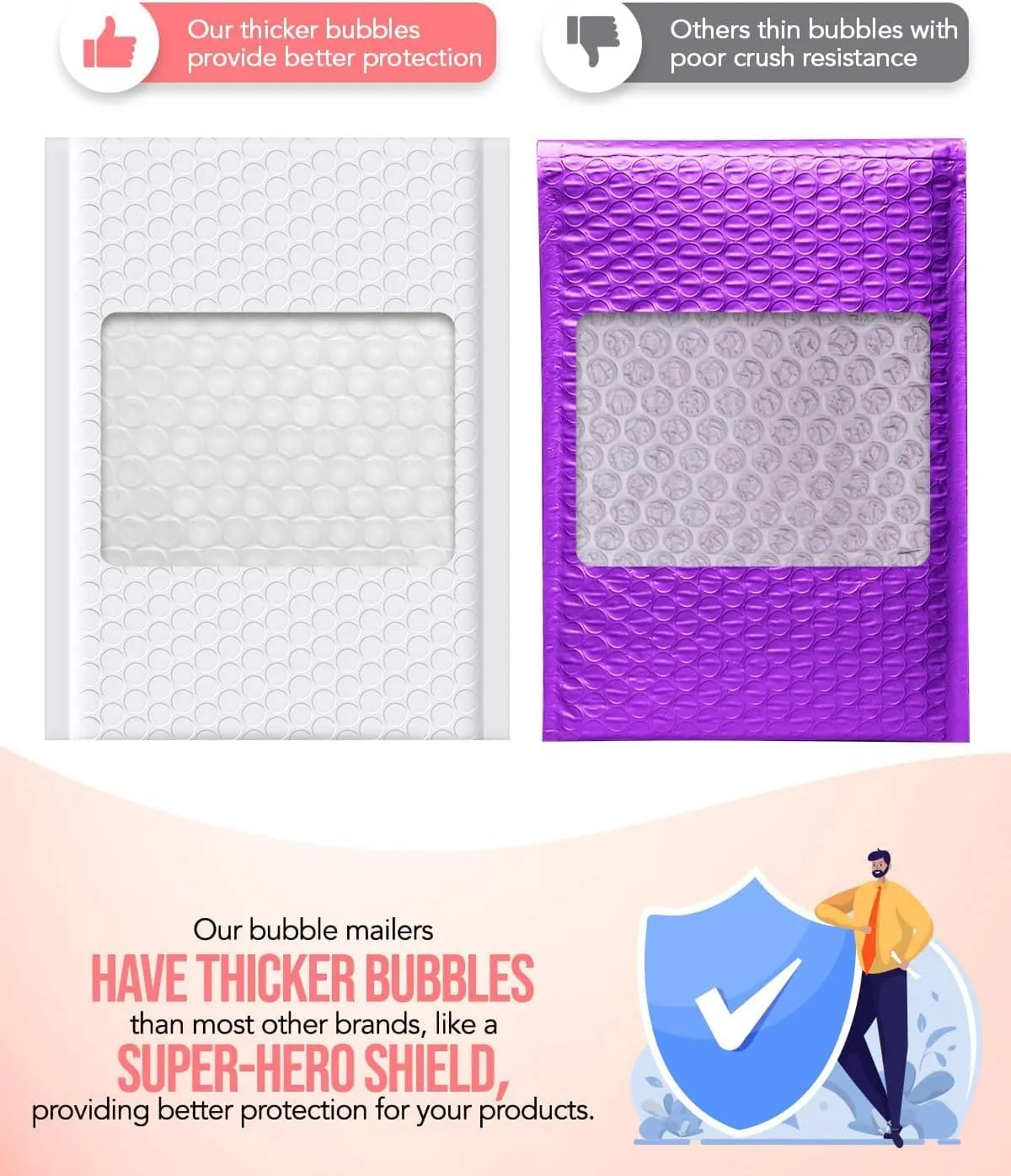 GSSUSA Bubble Mailers 6x9 Inches Padded Envelopes 450 Pack Usable Size 6x7.6" Small Envelope Bags Shipping Bag Bulk Pack Self Seal Package Mail Packing Business Supplies,White