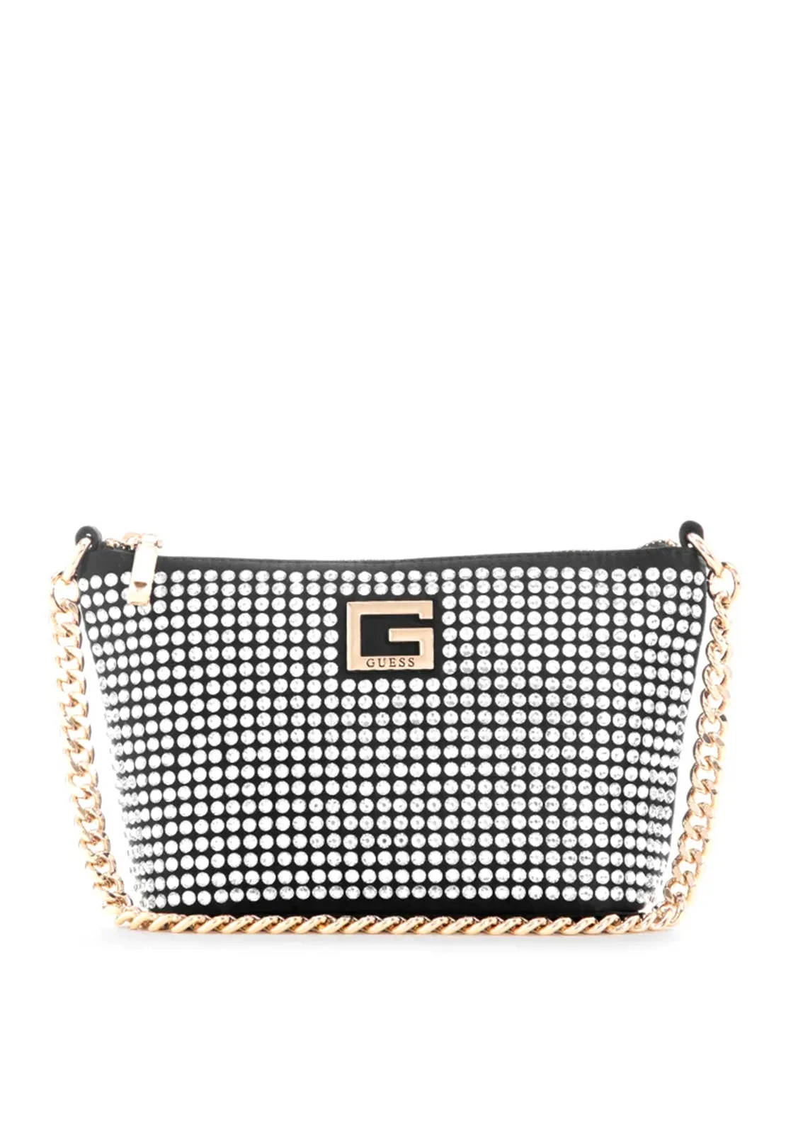 Guess Gilded Glamour Rhinestone Shoulder Bag, Black