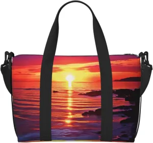 Gym Bag Calm sea sunset Duffel Bag for Men Women Travel Overnight Bag with Shoe Compartment Workout Bags
