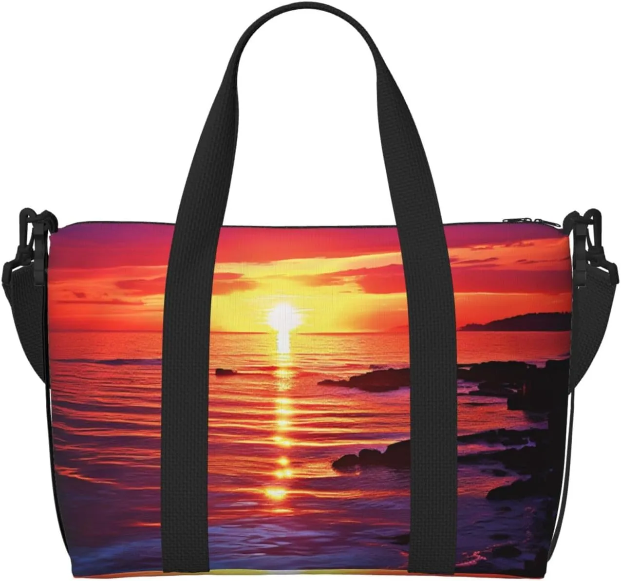 Gym Bag Calm sea sunset Duffel Bag for Men Women Travel Overnight Bag with Shoe Compartment Workout Bags