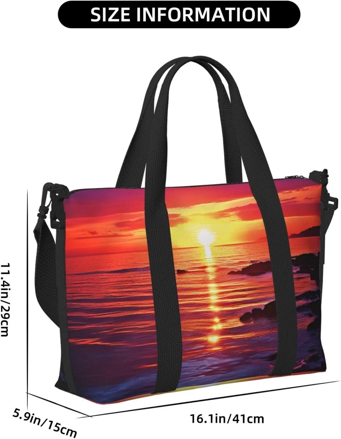 Gym Bag Calm sea sunset Duffel Bag for Men Women Travel Overnight Bag with Shoe Compartment Workout Bags