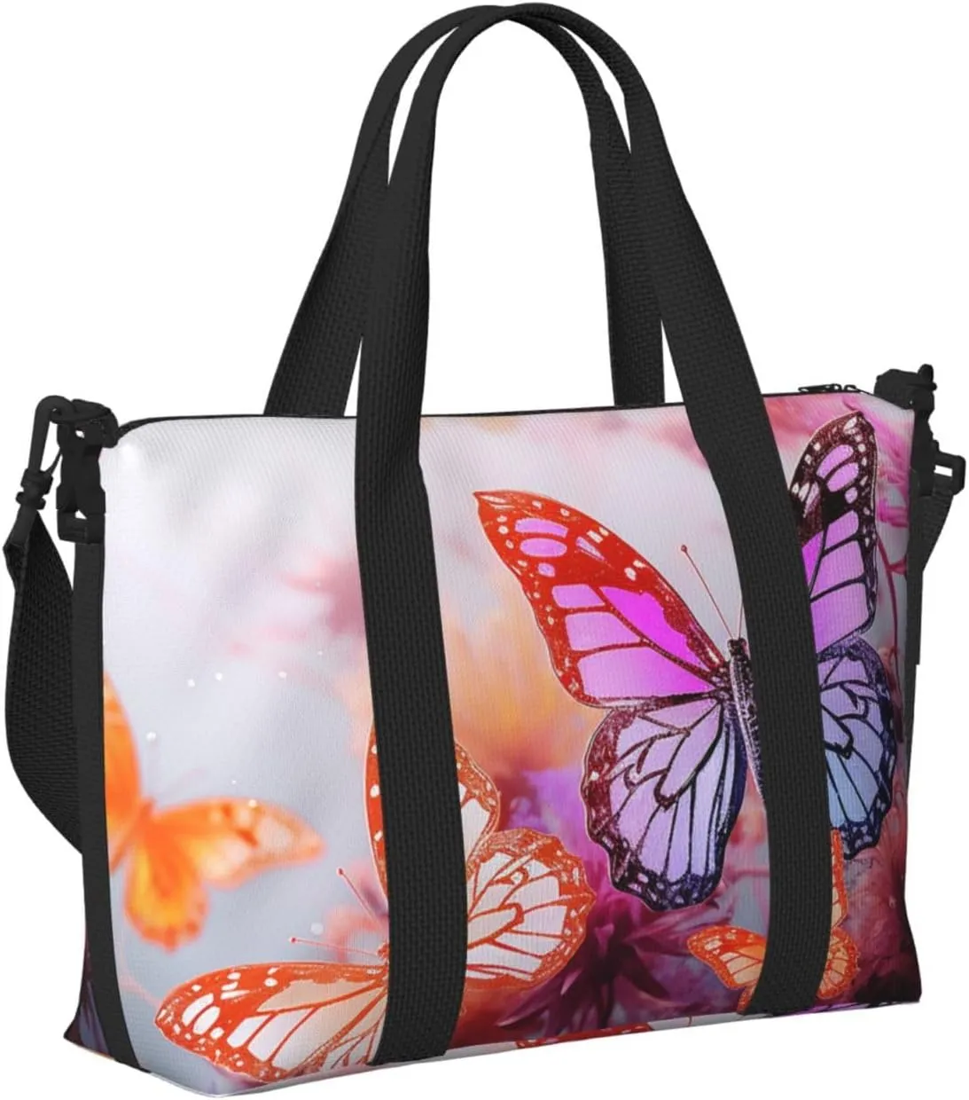 Gym Bag Color butterfly flower Duffel Bag for Men Women Travel Overnight Bag with Shoe Compartment Workout Bags
