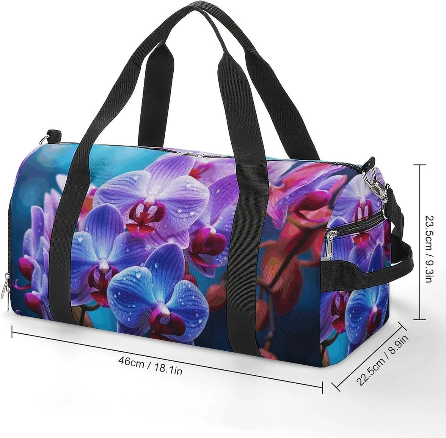 Gym Bag Colorful Orchids Flower Duffel Bag for Men Women Travel Overnight Bag with Shoe Compartment Workout Bags