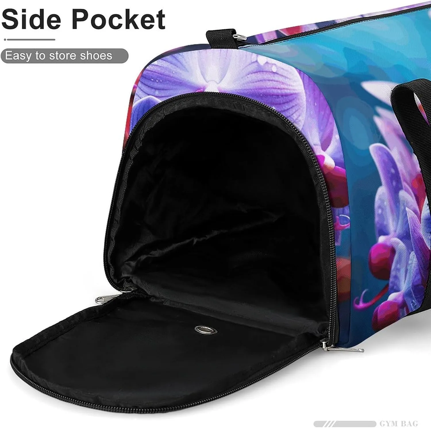 Gym Bag Colorful Orchids Flower Duffel Bag for Men Women Travel Overnight Bag with Shoe Compartment Workout Bags