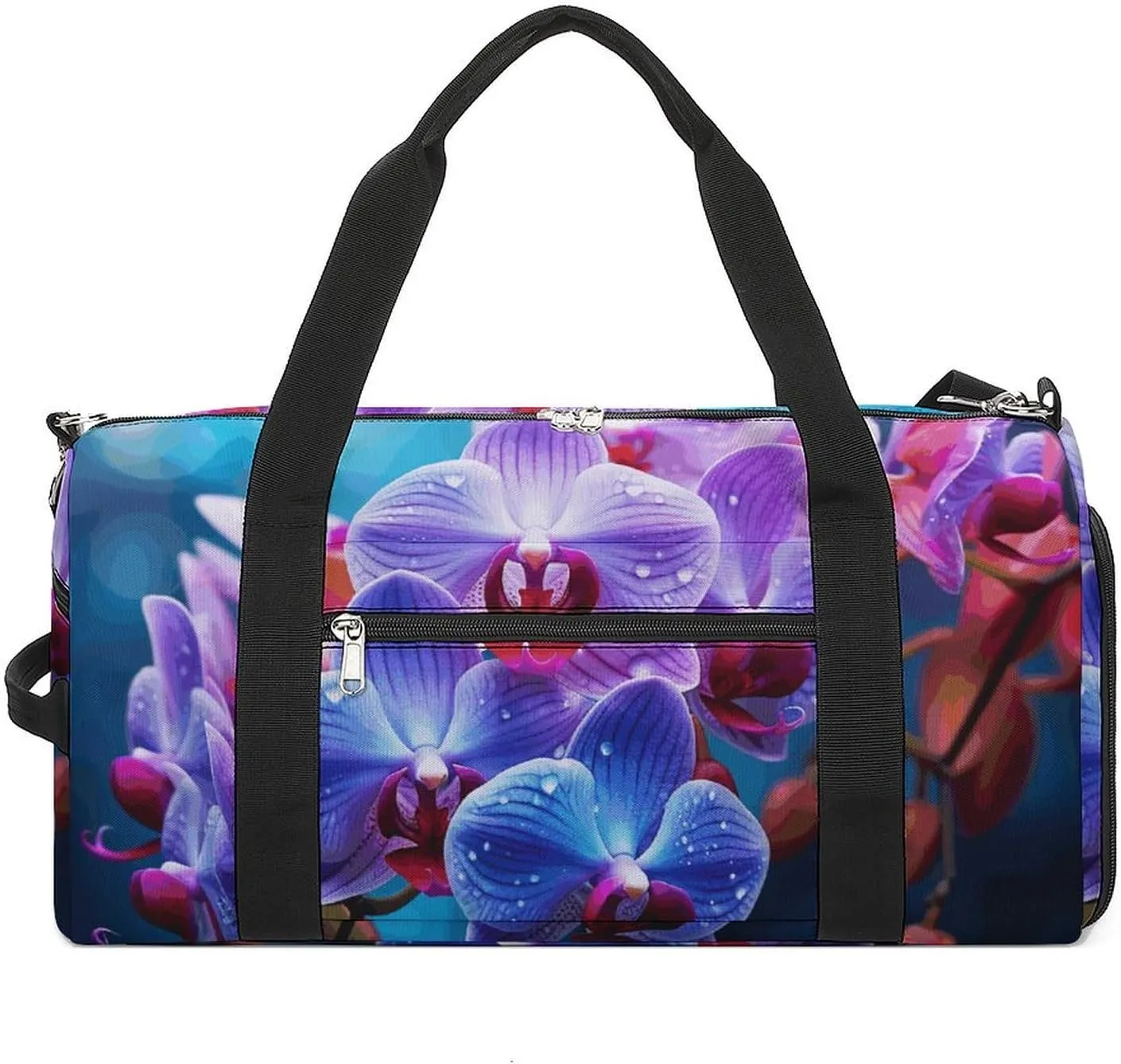 Gym Bag Colorful Orchids Flower Duffel Bag for Men Women Travel Overnight Bag with Shoe Compartment Workout Bags
