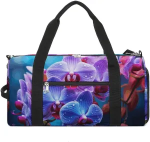 Gym Bag Colorful Orchids Flower Duffel Bag for Men Women Travel Overnight Bag with Shoe Compartment Workout Bags
