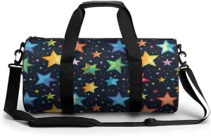 Gym Bag for Men Women Simple Colorful Stars Duffel Bag Overnight Bag with Compartment Gym Sackpac