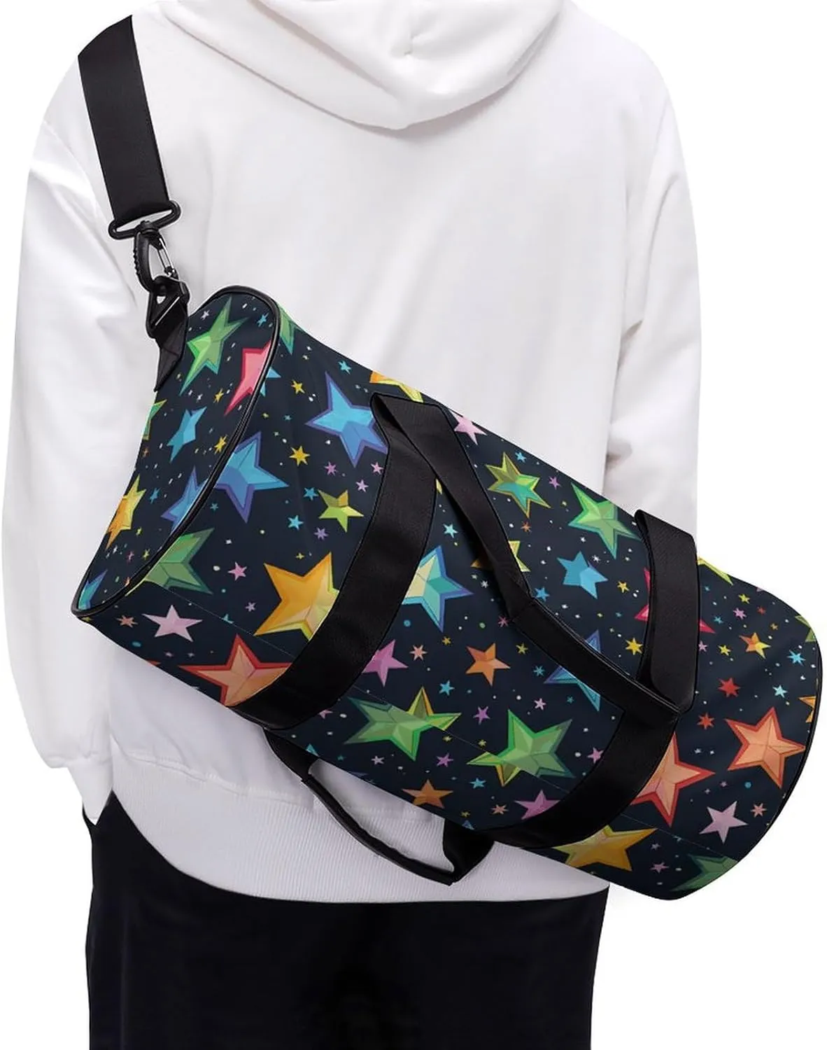 Gym Bag for Men Women Simple Colorful Stars Duffel Bag Overnight Bag with Compartment Gym Sackpac