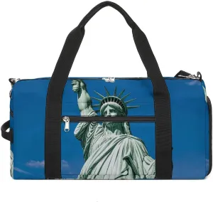 Gym Bag for Men Women Travel Duffle Bag Statue of Liberty Carry On Weekender Bag with Shoe Compartment