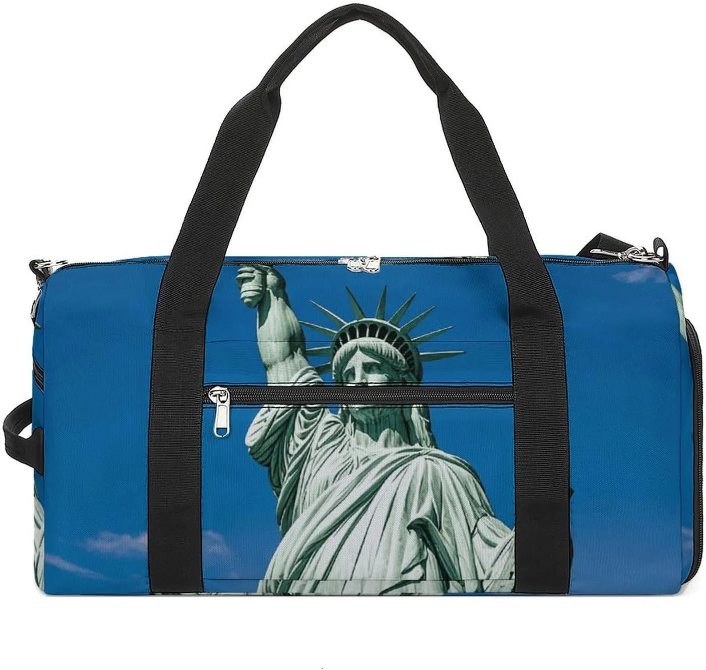Gym Bag for Men Women Travel Duffle Bag Statue of Liberty Carry On Weekender Bag with Shoe Compartment