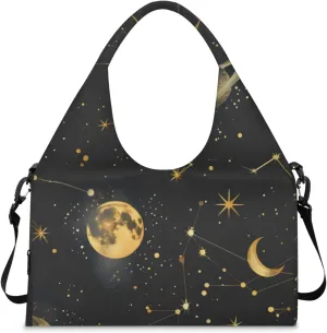 Gym Bag for Women Colorful Wood Board Duffel Bag with Shoe Compartment and Yoga Mat Holder Portable Weekender Bags